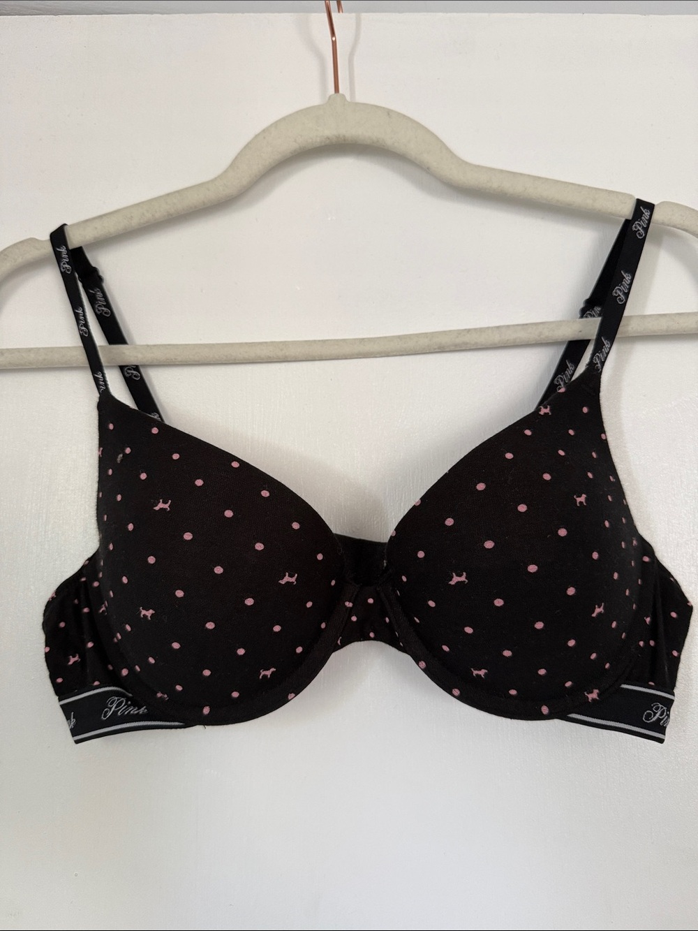 Pink Victoria's secret Black Polka Dot T-Shirt Bra Pushup